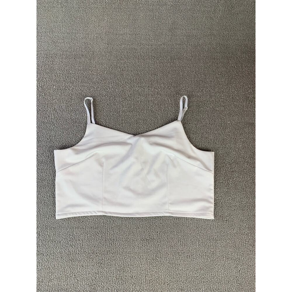 Fancyinn Crop Top White‎ Zipper Accent Size Large